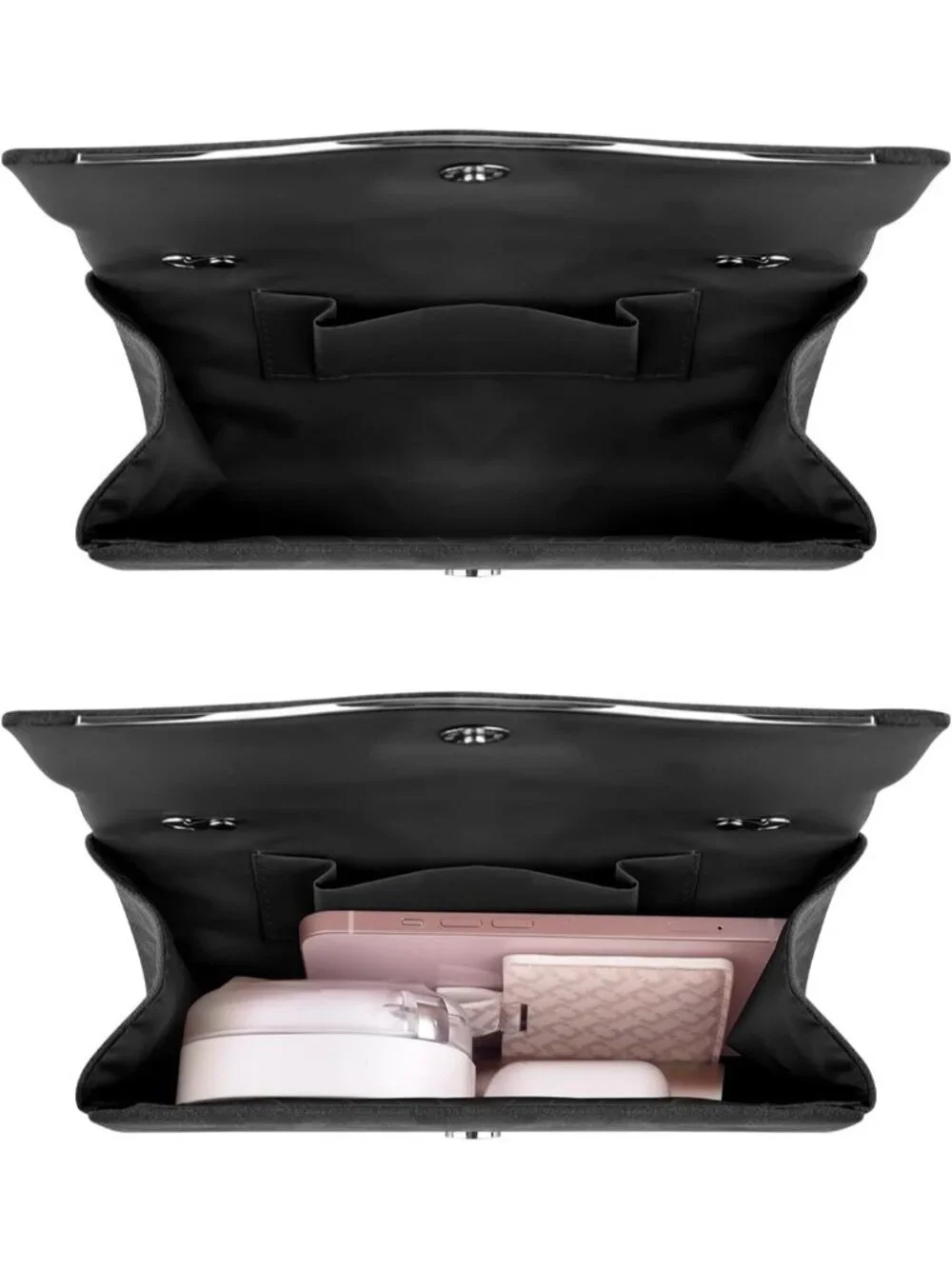 Women's D Black Suede Envelope Clutch Purse Formal Evening Wedding Party Bag